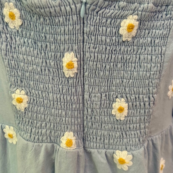 Altar’d State Blue Puffy Sleeve Daisy Dress Size Large - Picture 6 of 9